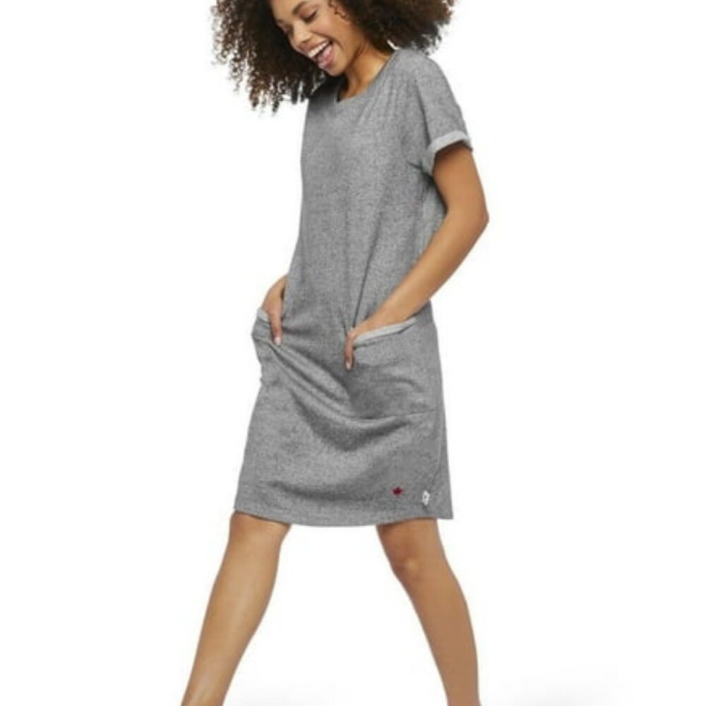Canadiana Granola Girl Patriotic Short Sleeve Cotton T-Shirt Dress - Large